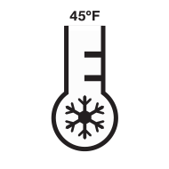 An icon of a thermometer reading 45˚F with a snowflake on it.