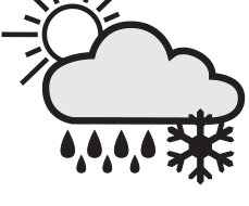 An icon of various weather phenomena including sun, clouds, rain and snow