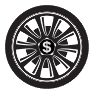 An icon of a wheel with a dollar sign in the center.