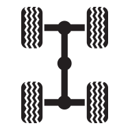 An icon of 4 tires connected by axles.